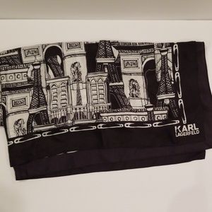 Karl Lagerfeld Black and White Silk Scarf